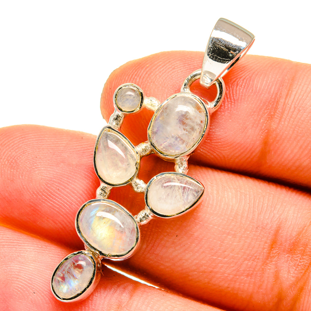 Rainbow Moonstone Pendants handcrafted by Anasilvercos - PD12907