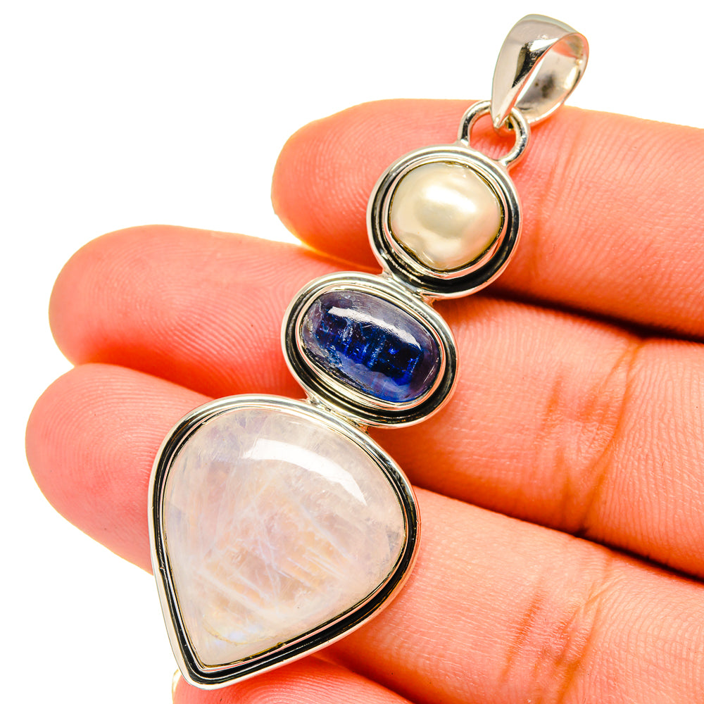 Rainbow Moonstone Pendants handcrafted by Anasilvercos - PD12913