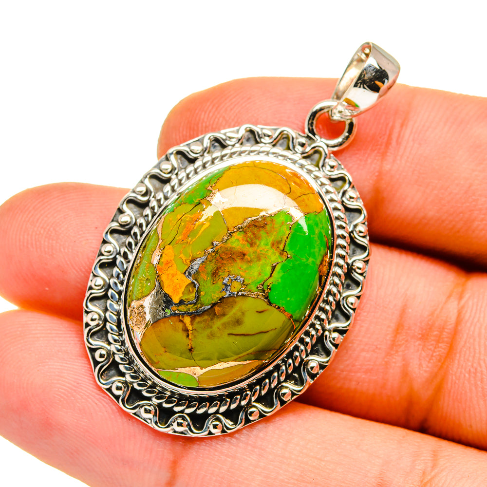 Green Copper Composite Turquoise Pendants handcrafted by Anasilvercos - PD12943