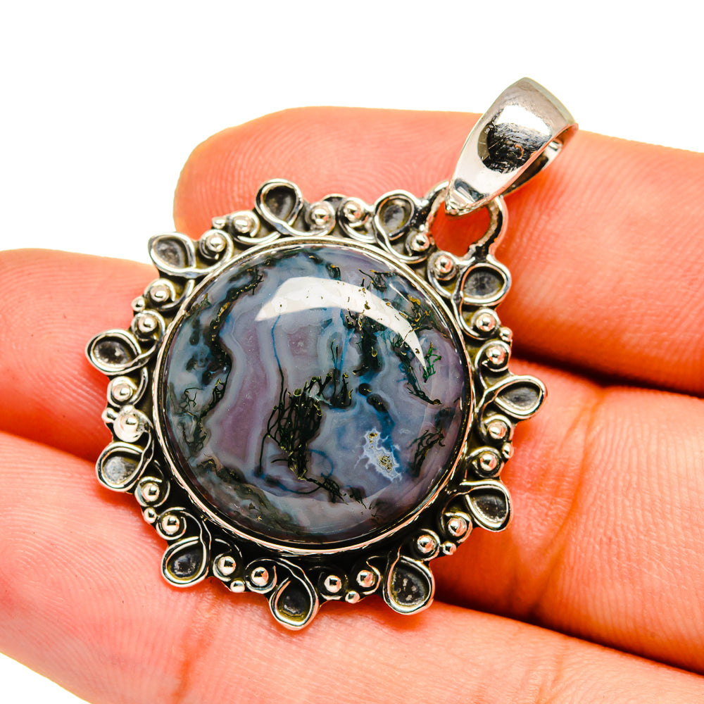 Green Moss Agate Pendants handcrafted by Anasilvercos - PD12947
