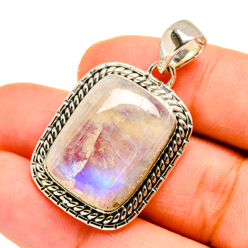 Rainbow Moonstone Pendants handcrafted by Anasilvercos - PD12958