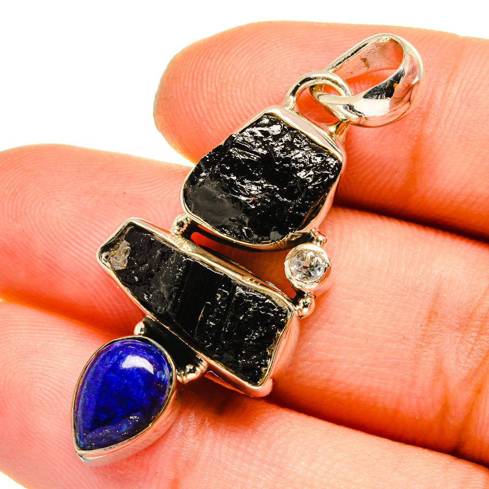 Black Tourmaline Pendants handcrafted by Anasilvercos - PD13014