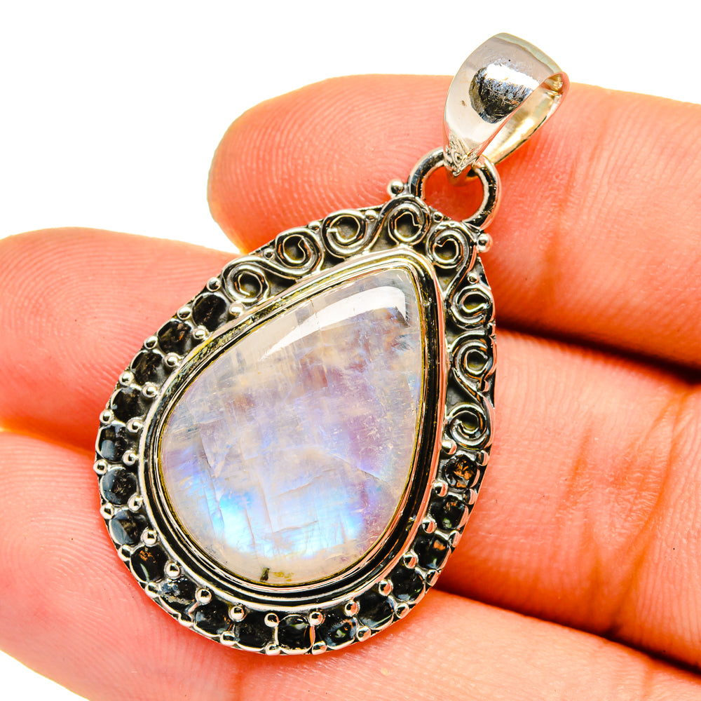 Rainbow Moonstone Pendants handcrafted by Anasilvercos - PD13016