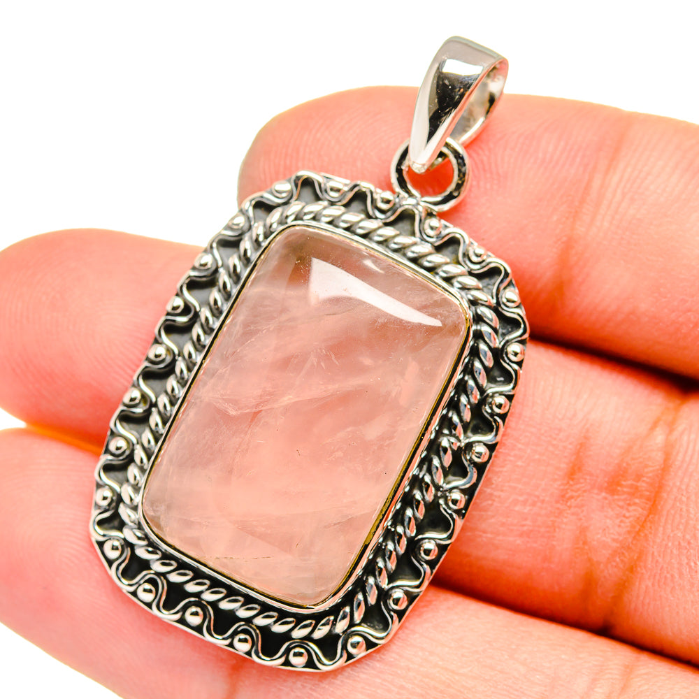 Rose Quartz Pendants handcrafted by Anasilvercos - PD13022
