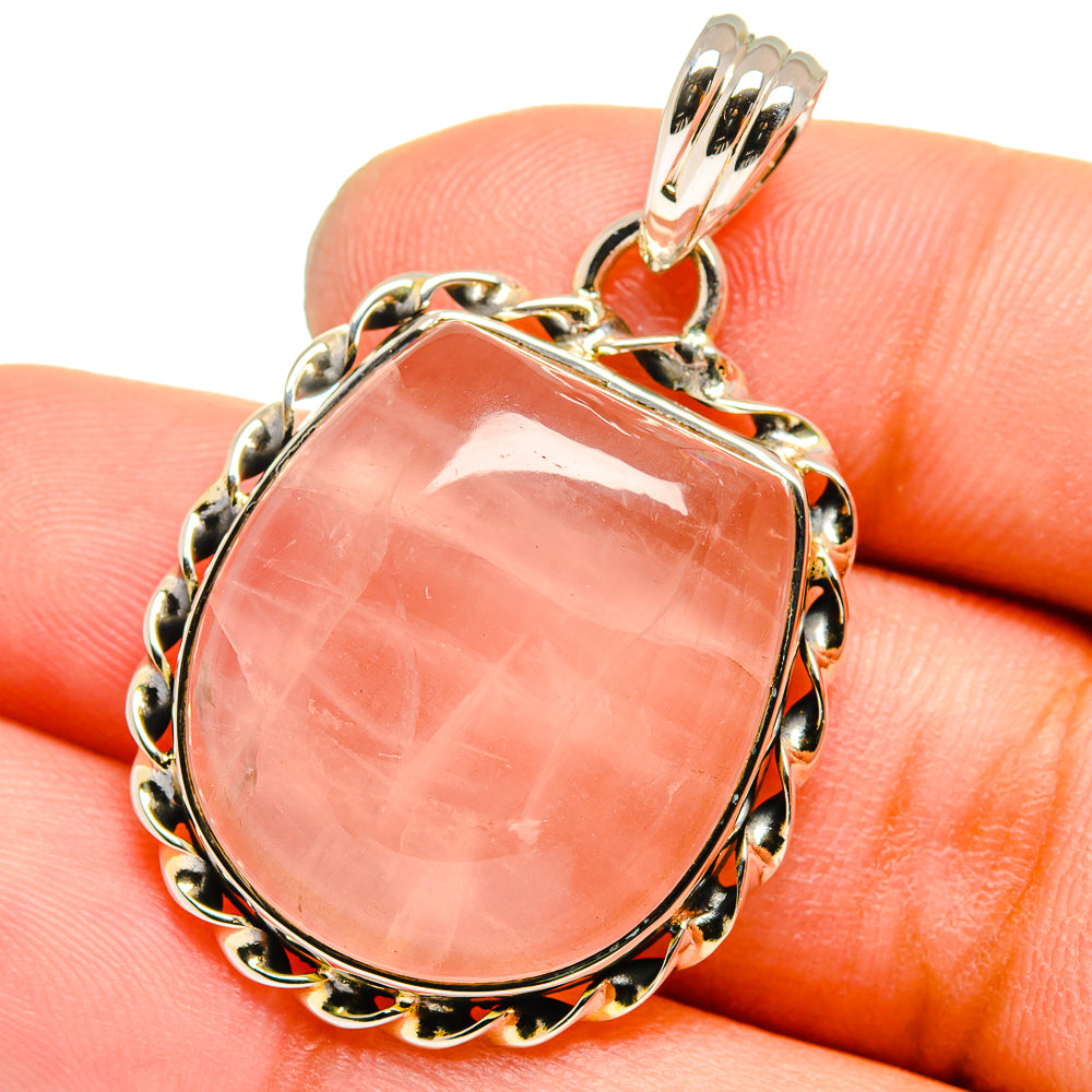 Rose Quartz Pendants handcrafted by Anasilvercos - PD13030