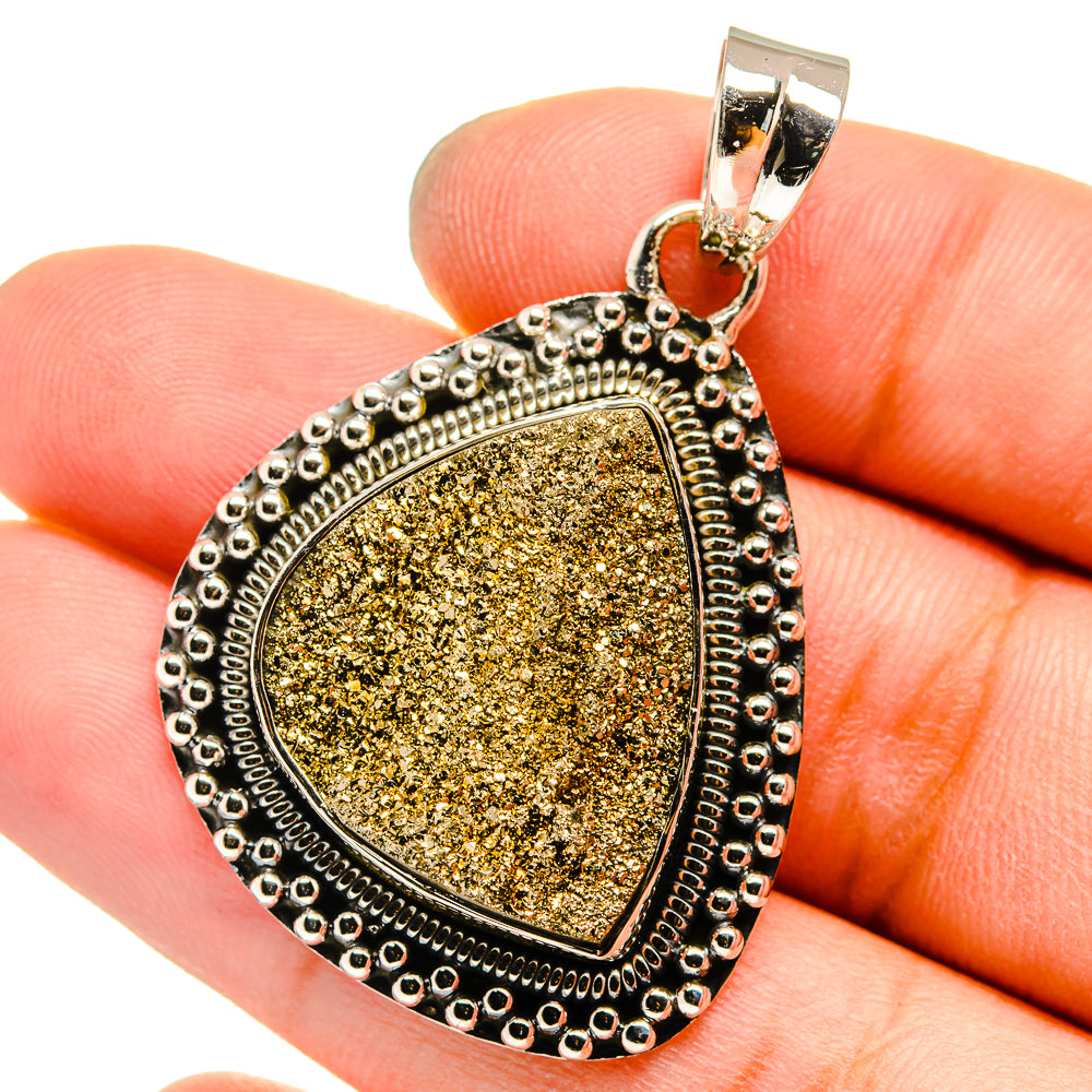 Spectro Pyrite Druzy Pendants handcrafted by Anasilvercos - PD13044