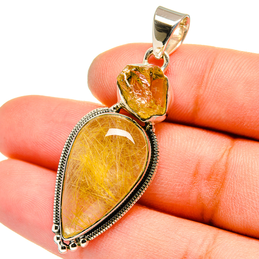 Rutilated Quartz Pendants handcrafted by Anasilvercos - PD13072