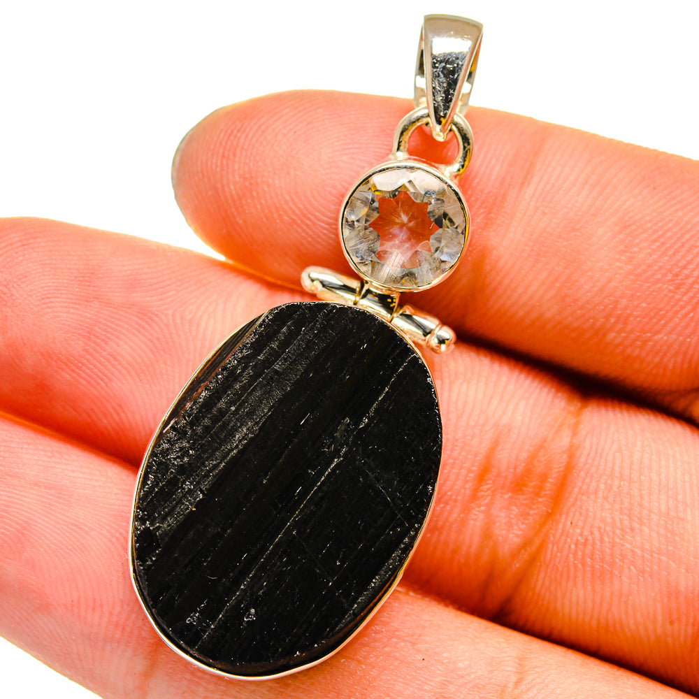 Black Tourmaline Pendants handcrafted by Anasilvercos - PD13144