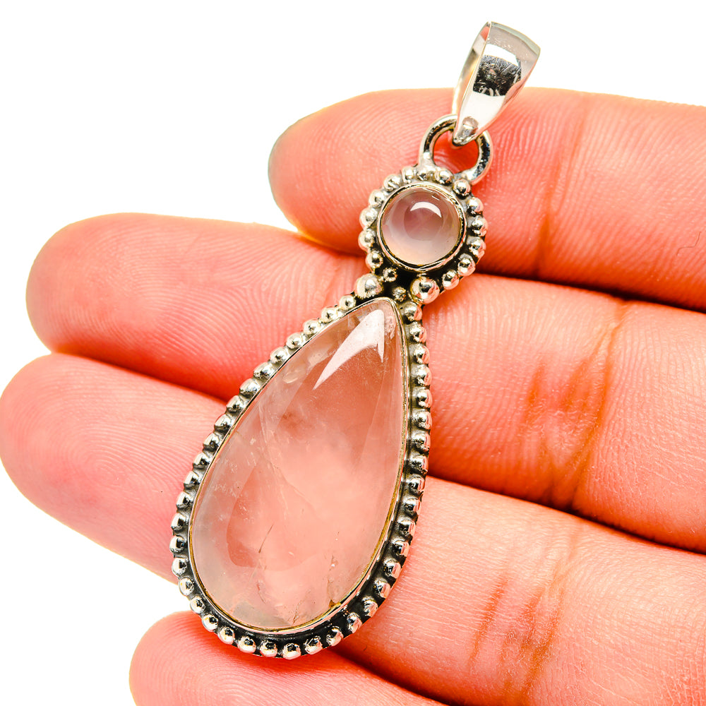 Rose Quartz Pendants handcrafted by Anasilvercos - PD13281