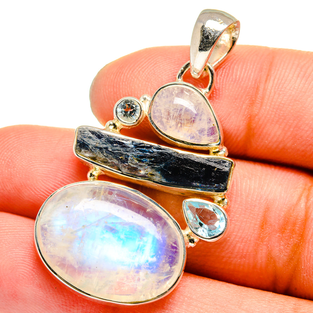 Rainbow Moonstone Pendants handcrafted by Anasilvercos - PD13311