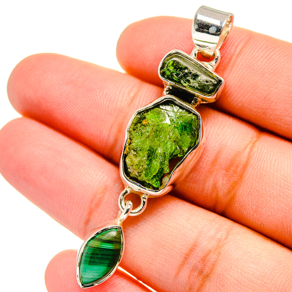 Chrome Diopside Pendants handcrafted by Anasilvercos - PD13313