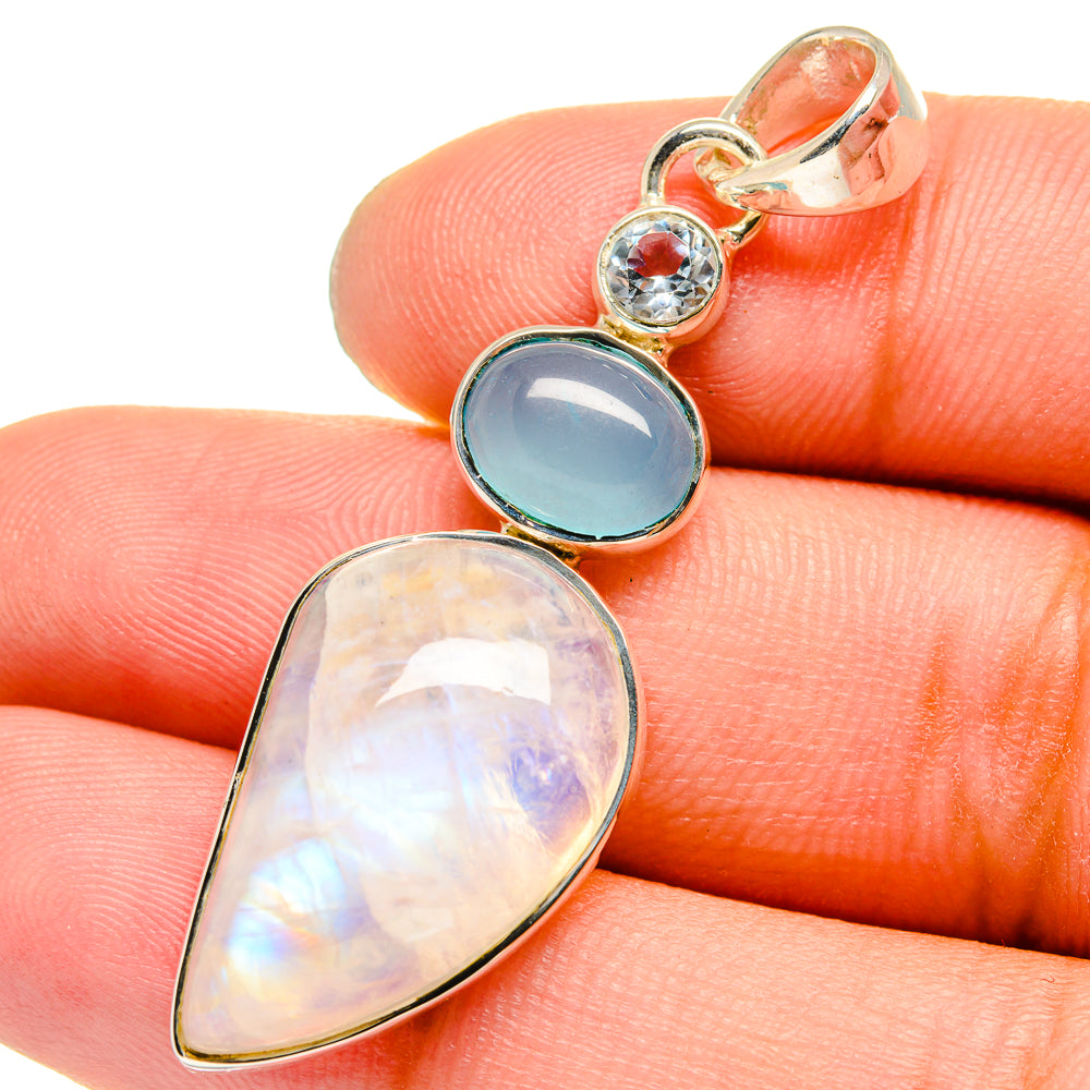 Rainbow Moonstone Pendants handcrafted by Anasilvercos - PD13314