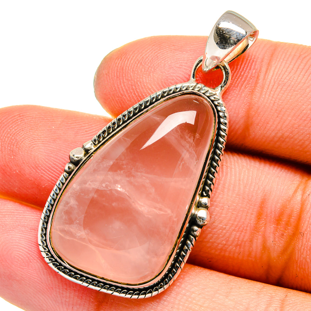 Rose Quartz Pendants handcrafted by Anasilvercos - PD13325