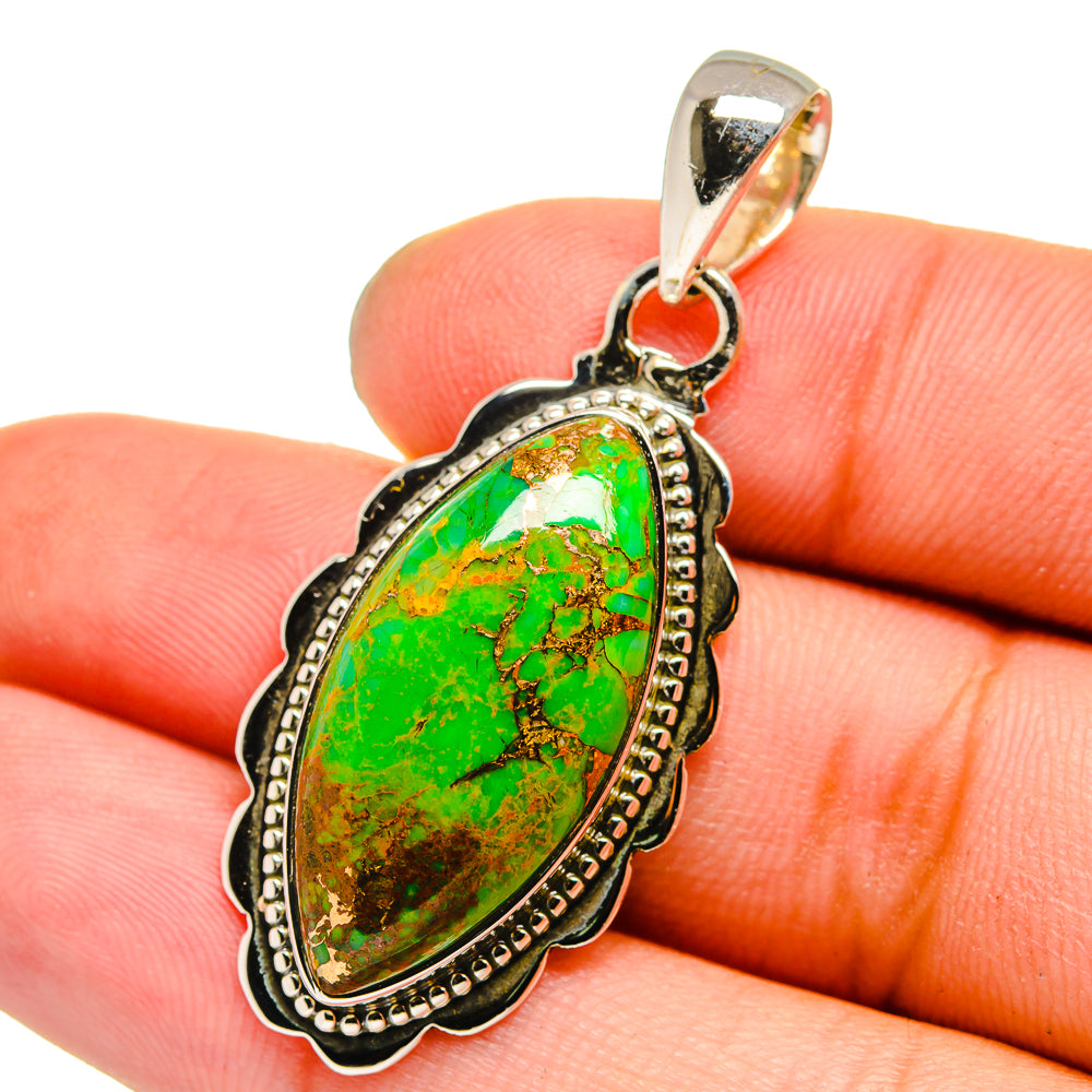 Green Copper Composite Turquoise Pendants handcrafted by Anasilvercos - PD13336