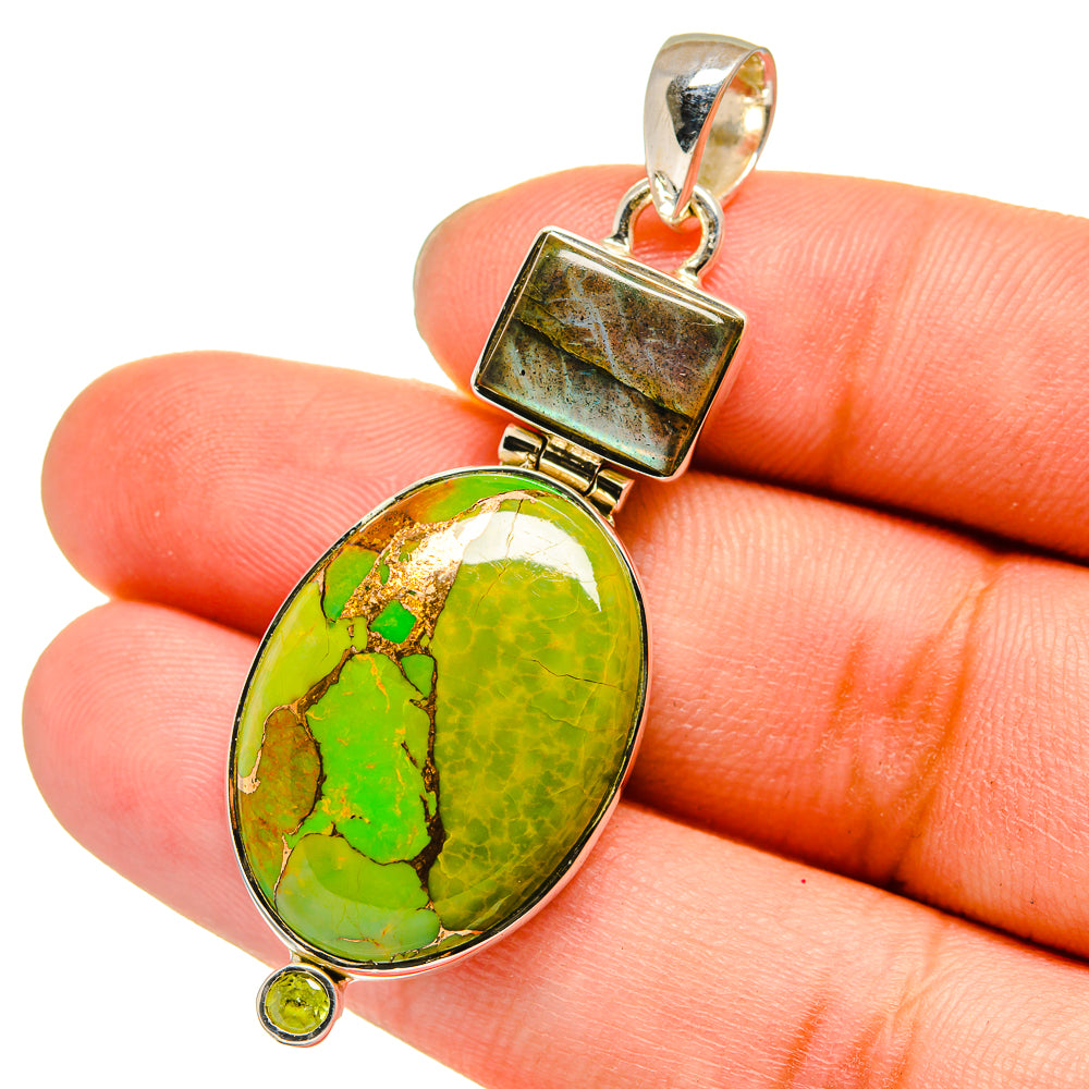 Green Copper Composite Turquoise Pendants handcrafted by Anasilvercos - PD13375