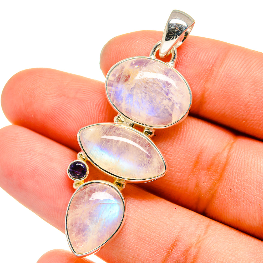 Rainbow Moonstone Pendants handcrafted by Anasilvercos - PD13392