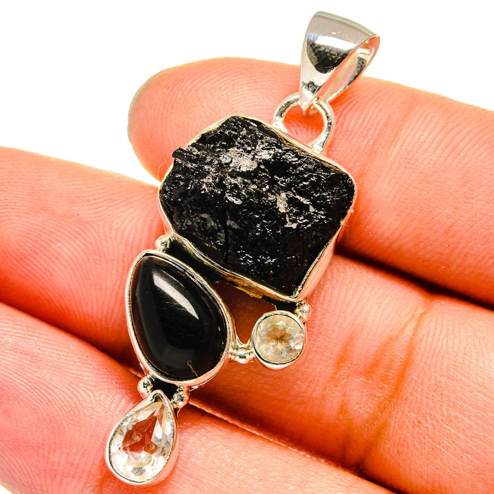 Black Tourmaline Pendants handcrafted by Anasilvercos - PD13410
