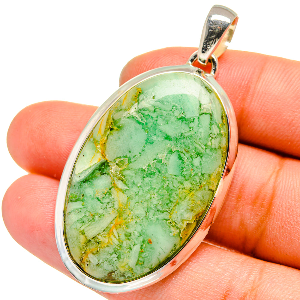 African Green Opal Pendants handcrafted by Anasilvercos - PD13414