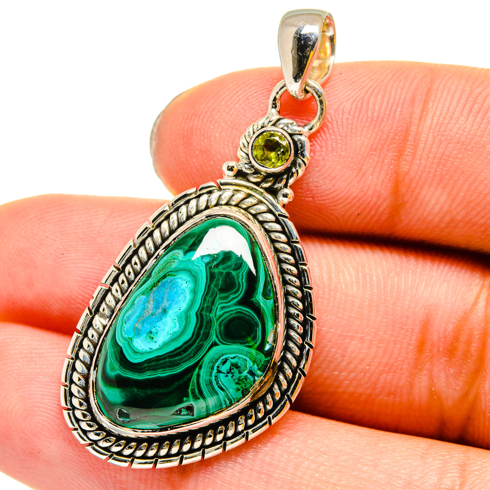 Malachite In Chrysocolla Pendants handcrafted by Anasilvercos - PD13428