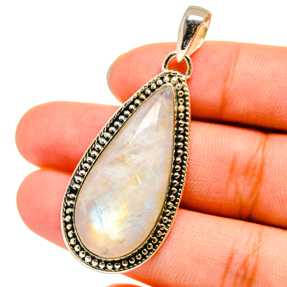 Rainbow Moonstone Pendants handcrafted by Anasilvercos - PD13441