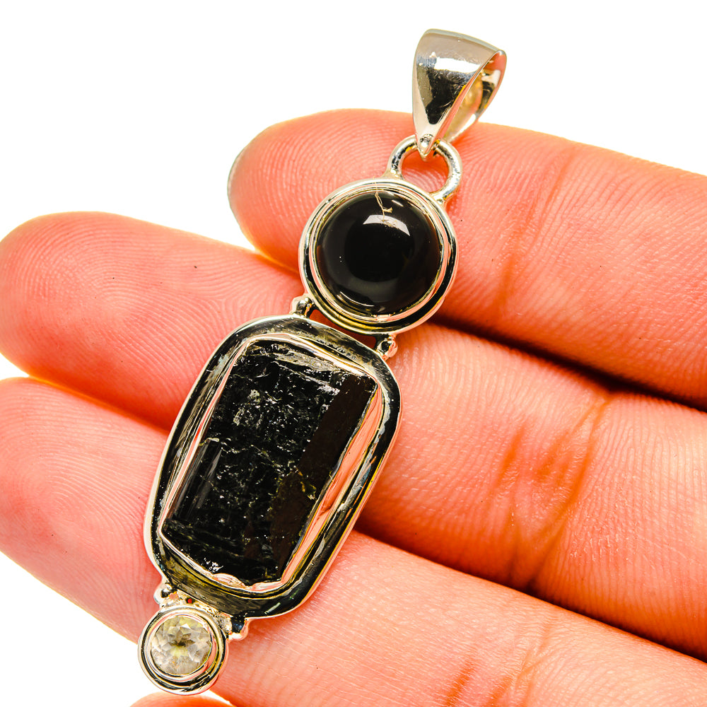 Black Tourmaline Pendants handcrafted by Anasilvercos - PD13470