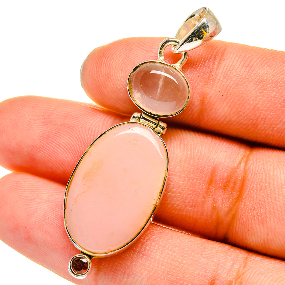 Rose Quartz Pendants handcrafted by Anasilvercos - PD13483