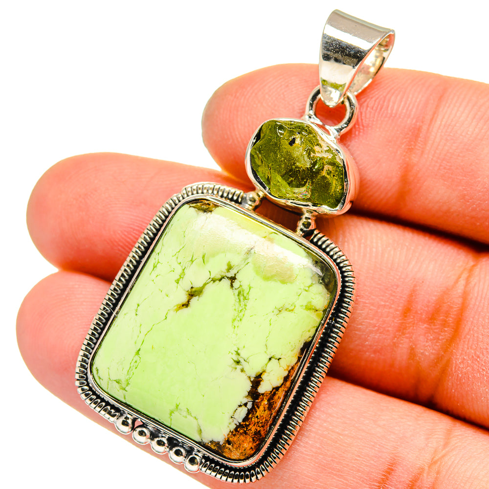 Lemon Chrysoprase, Peridot Pendants handcrafted by Anasilvercos - PD13537