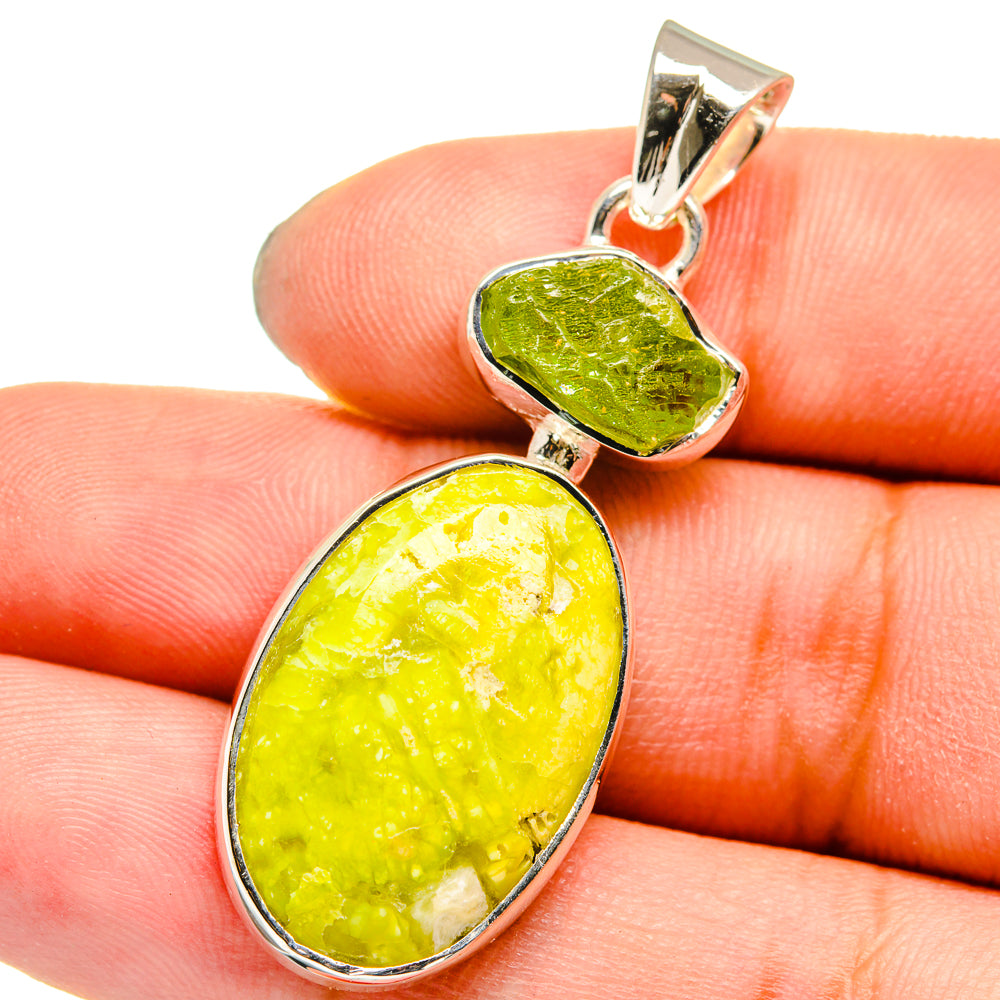 African Green Opal, Peridot Pendants handcrafted by Anasilvercos - PD13539