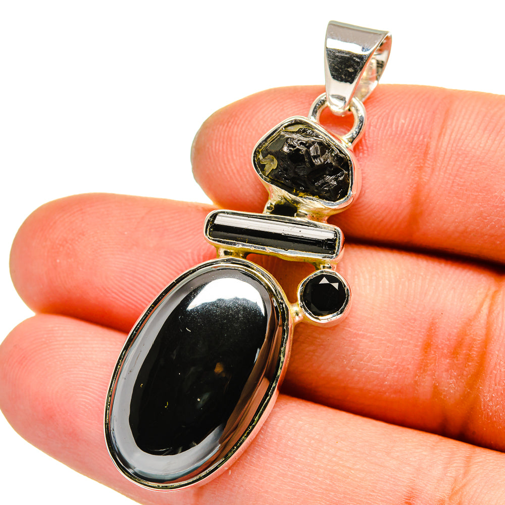 Hematite, Black Onyx Pendants handcrafted by Anasilvercos - PD13560