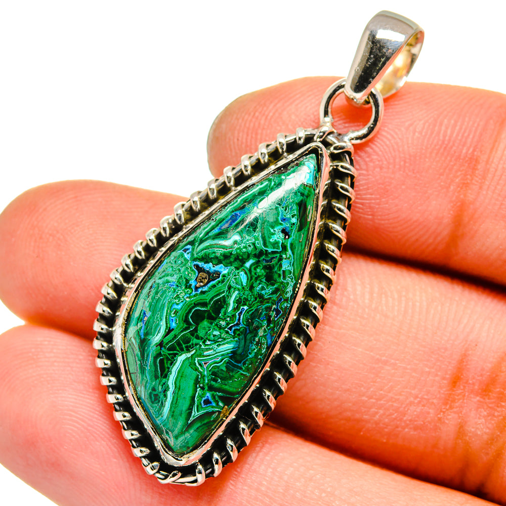 Malachite In Chrysocolla Pendants handcrafted by Anasilvercos - PD13582