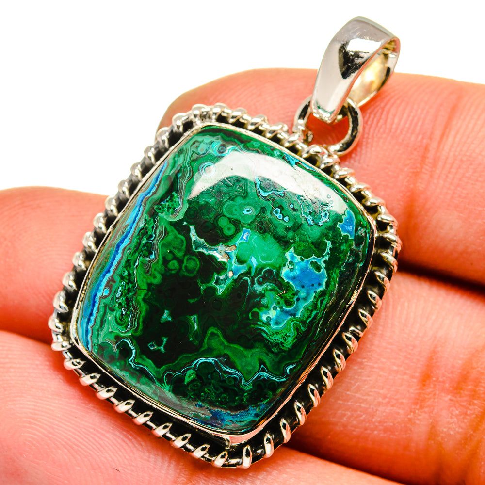 Malachite In Chrysocolla Pendants handcrafted by Anasilvercos - PD13596