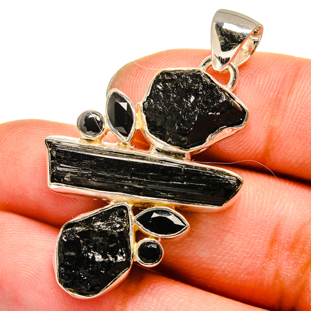 Black Tourmaline Pendants handcrafted by Anasilvercos - PD13602