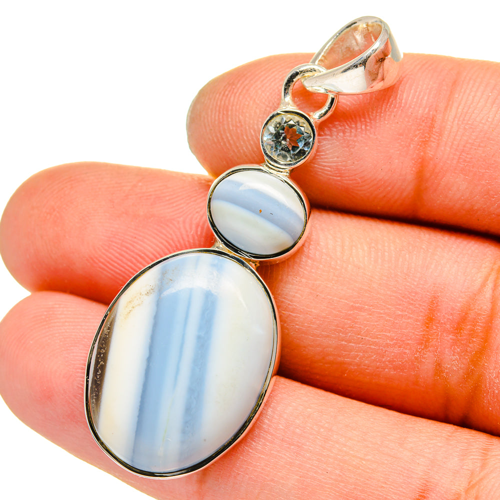 Owyhee Opal, Blue Topaz Pendants handcrafted by Anasilvercos - PD13605