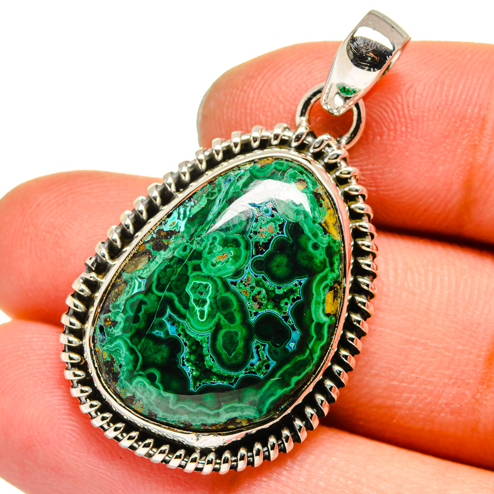 Malachite In Chrysocolla Pendants handcrafted by Anasilvercos - PD13617