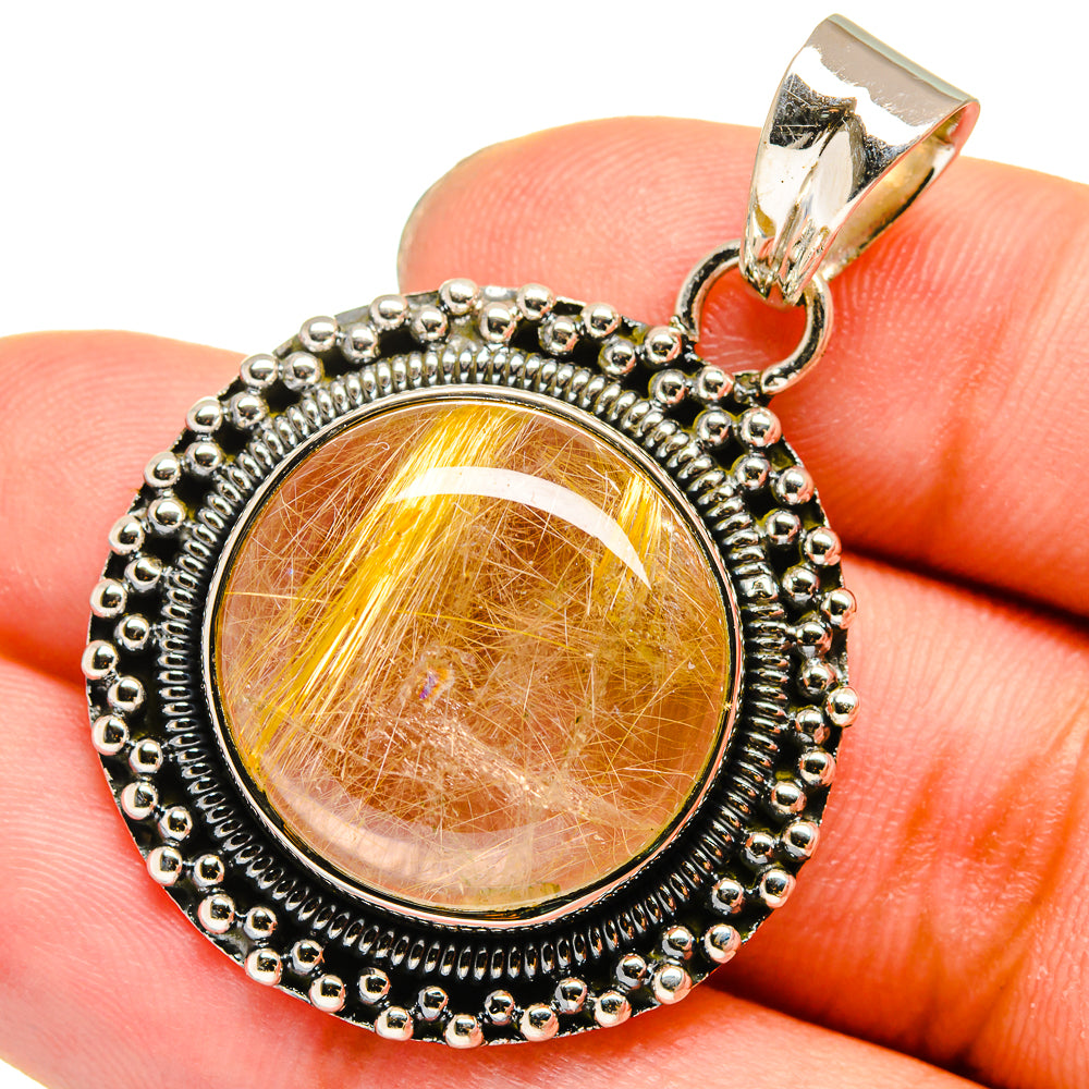 Rutilated Quartz Pendants handcrafted by Anasilvercos - PD13619