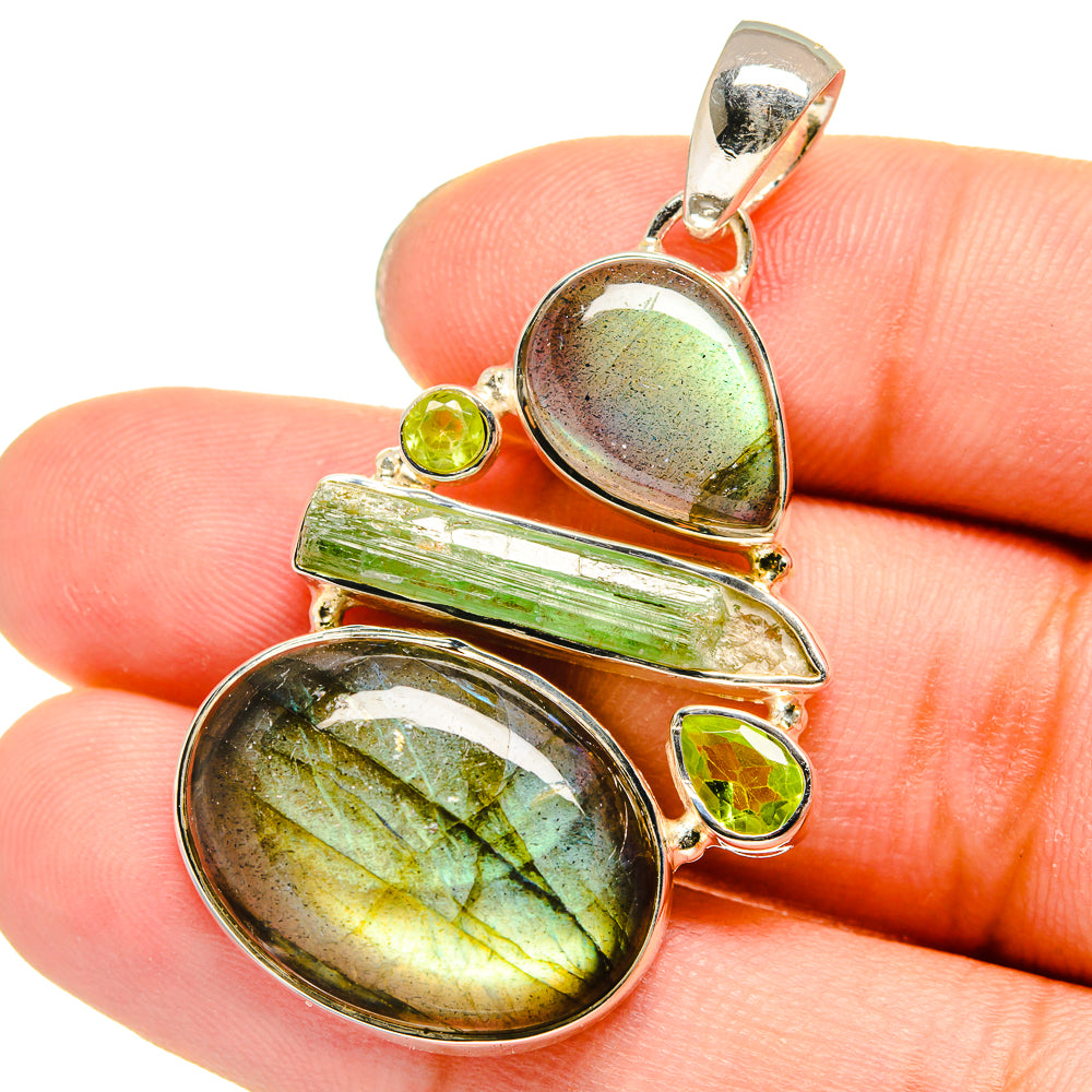 Labradorite, Green Tourmaline, Peridot Pendants handcrafted by Anasilvercos - PD13621