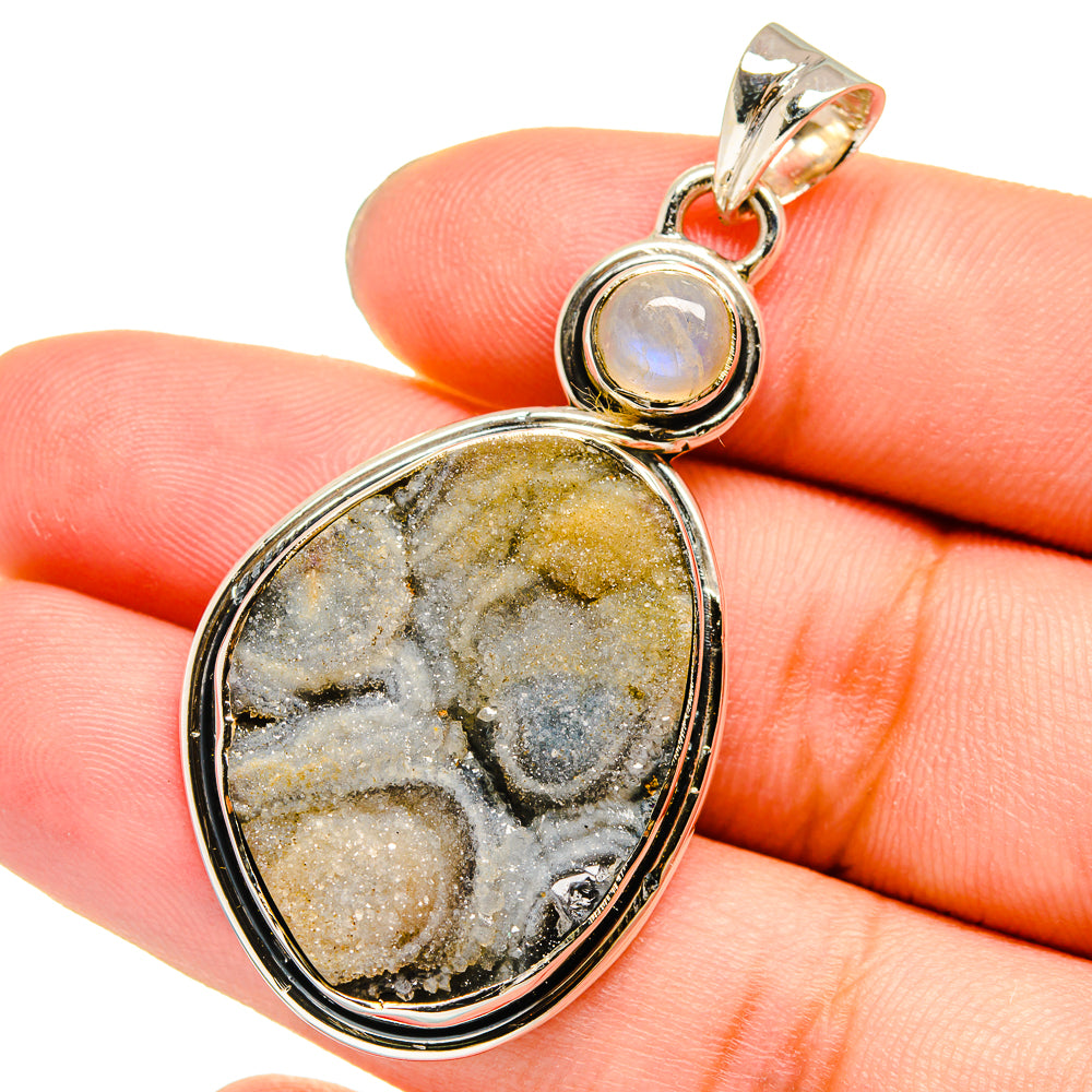 Desert Druzy, Rainbow Moonstone Pendants handcrafted by Anasilvercos - PD13632