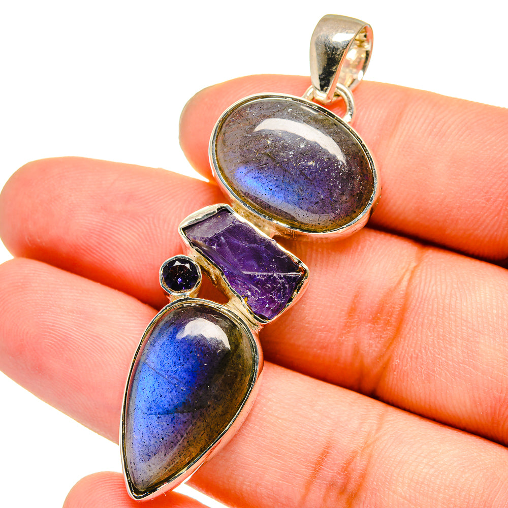 Labradorite, Tanzanite Pendants handcrafted by Anasilvercos - PD13641