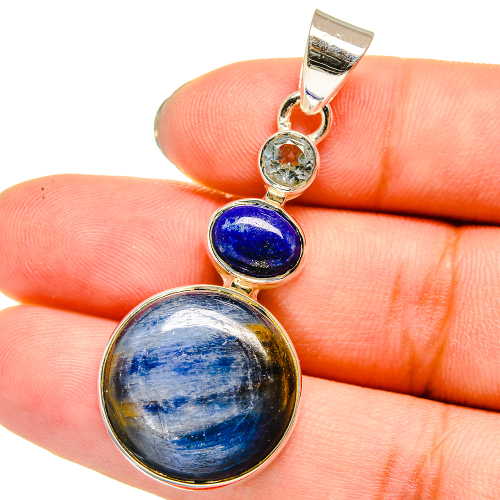 Kyanite, Lapis Lazuli, Blue Topaz Pendants handcrafted by Anasilvercos - PD13647