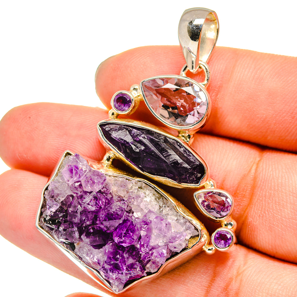 Amethyst Crystal Pendants handcrafted by Anasilvercos - PD13653