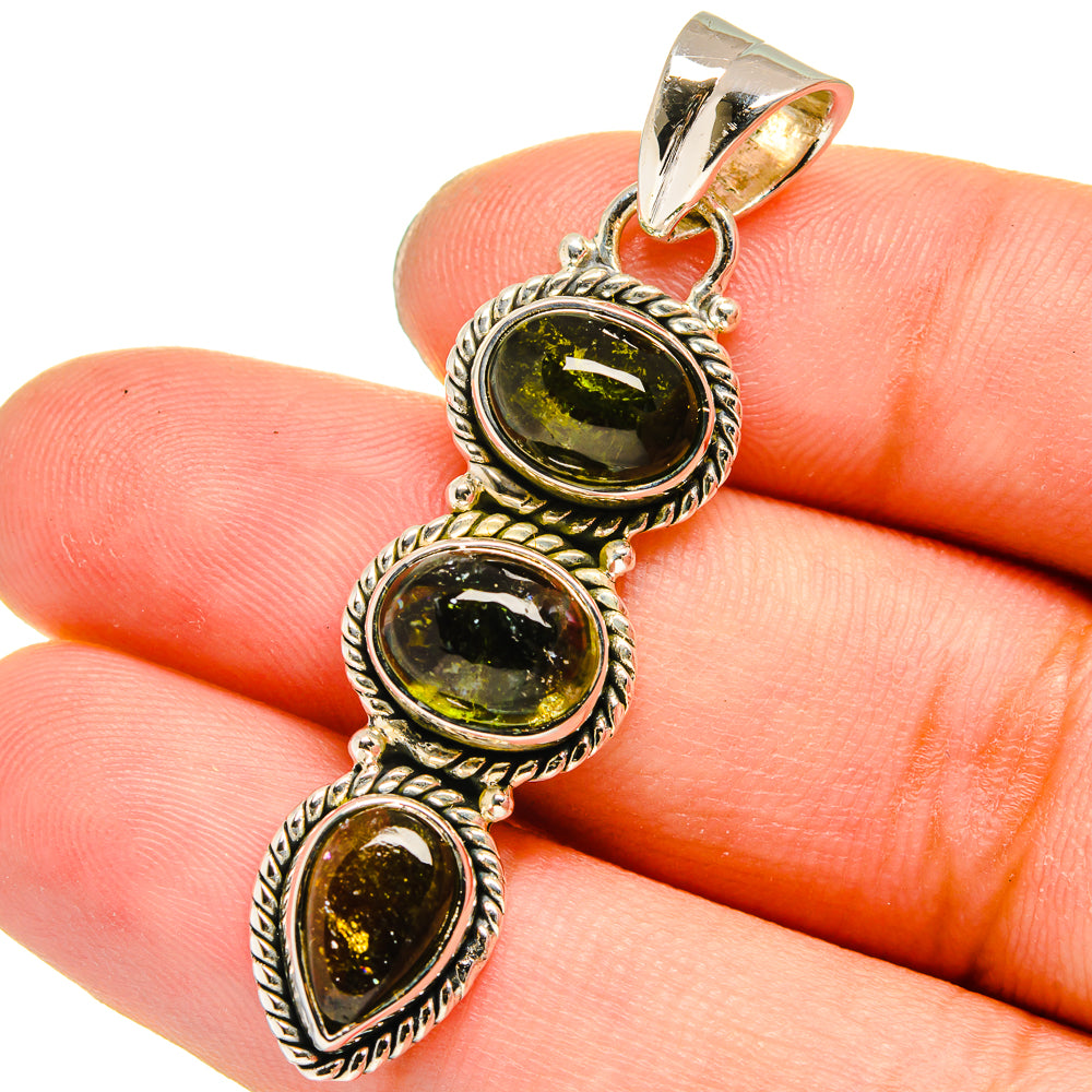 Green Tourmaline Pendants handcrafted by Anasilvercos - PD13655