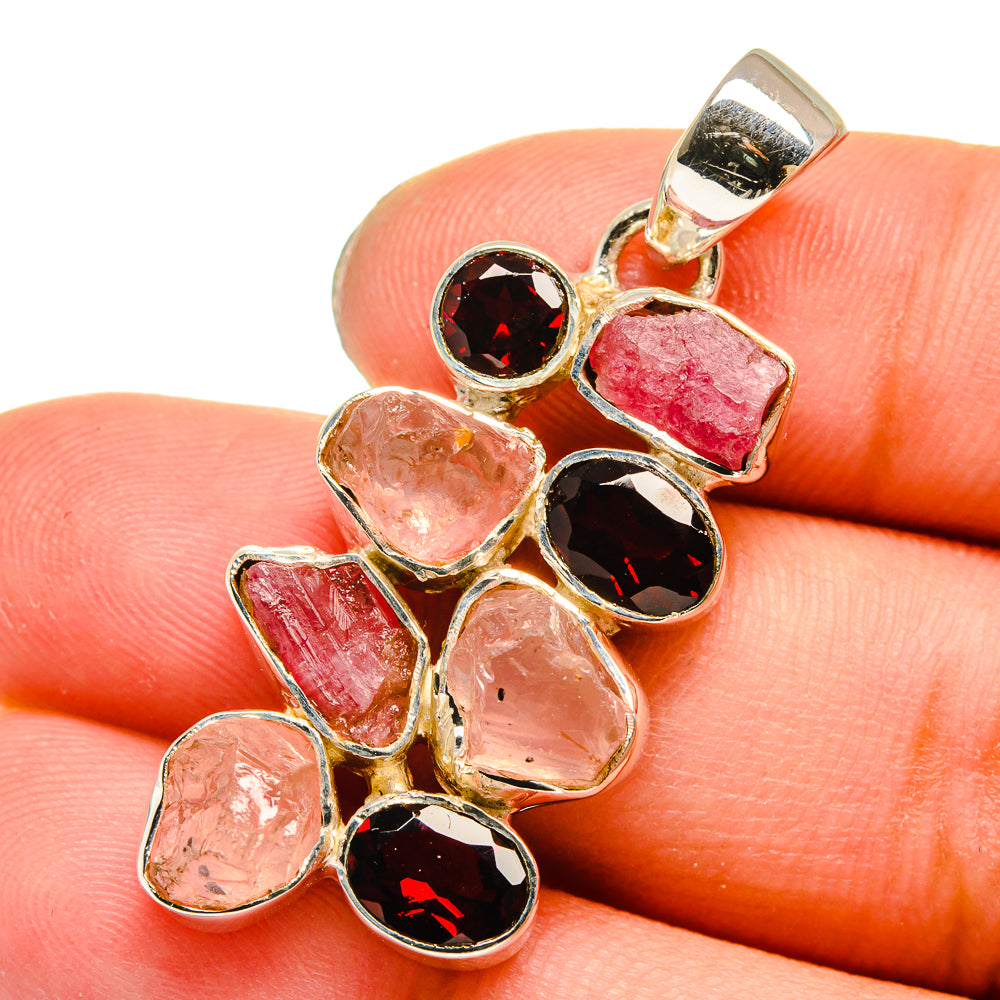 Pink Tourmaline, Garnet Pendants handcrafted by Anasilvercos - PD13659