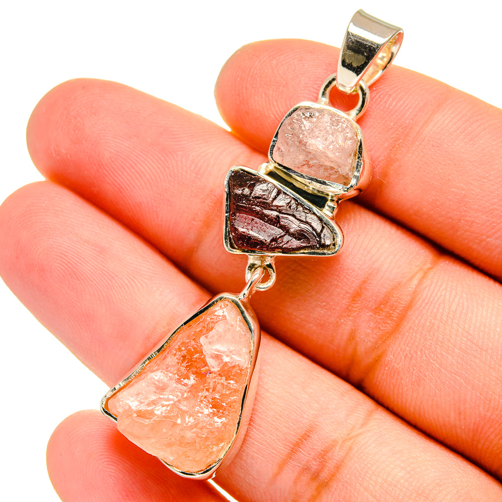 Rose Quartz, Garnet Pendants handcrafted by Anasilvercos - PD13664