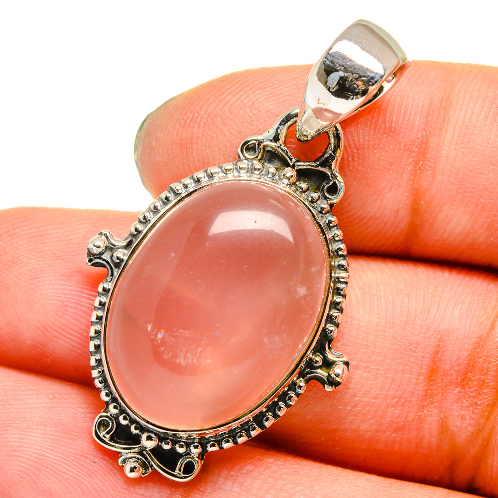 Rose Quartz Pendants handcrafted by Anasilvercos - PD13670