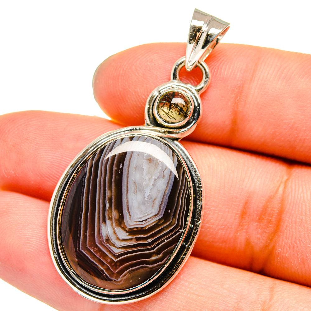 Botswana Agate, Citrine Pendants handcrafted by Anasilvercos - PD13677
