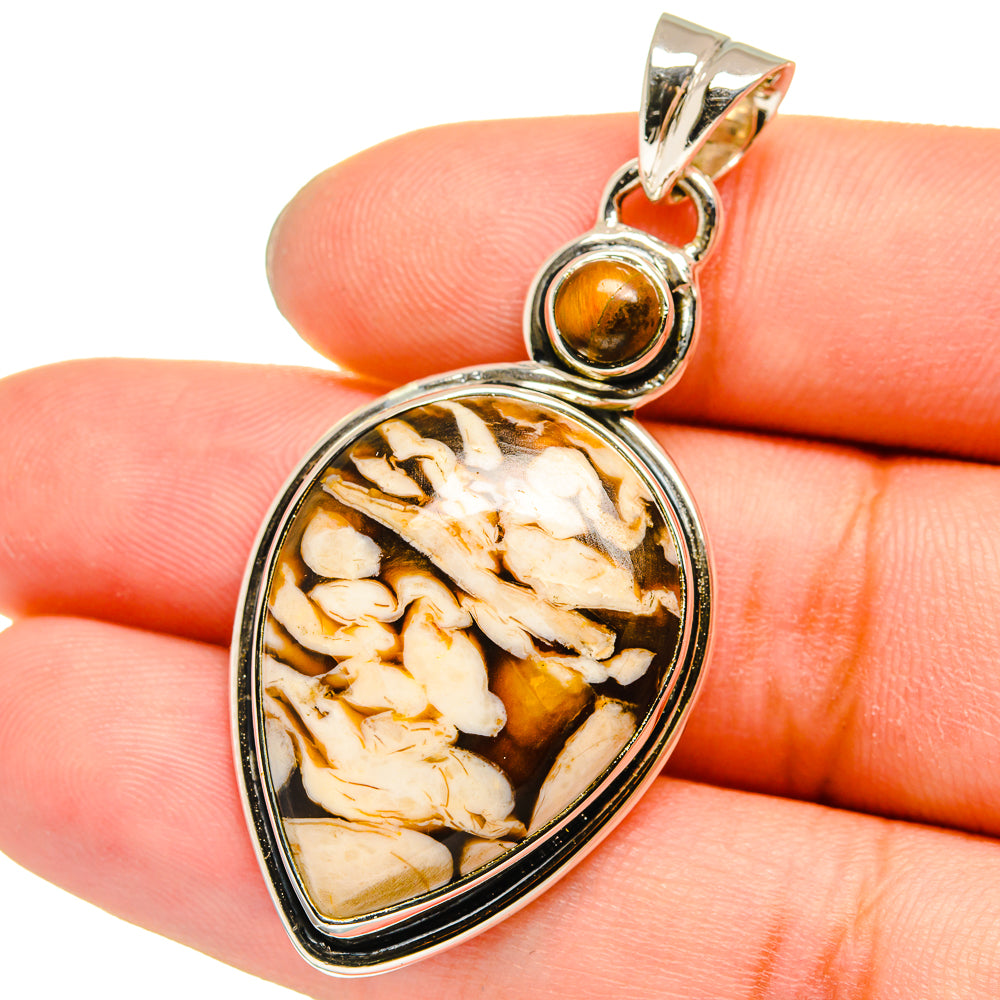 Peanut Wood Jasper, Tiger Eye Pendants handcrafted by Anasilvercos - PD13678