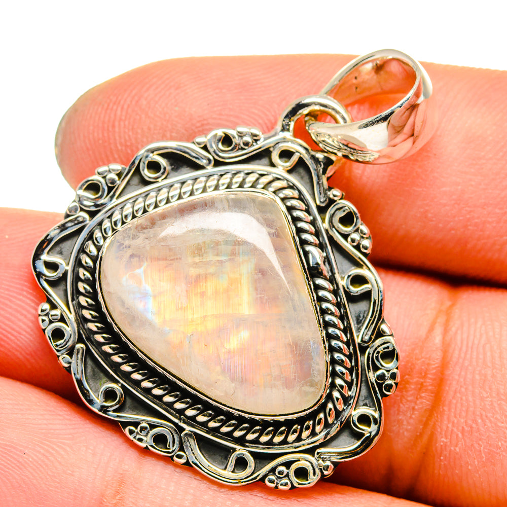 Rainbow Moonstone Pendants handcrafted by Anasilvercos - PD13690