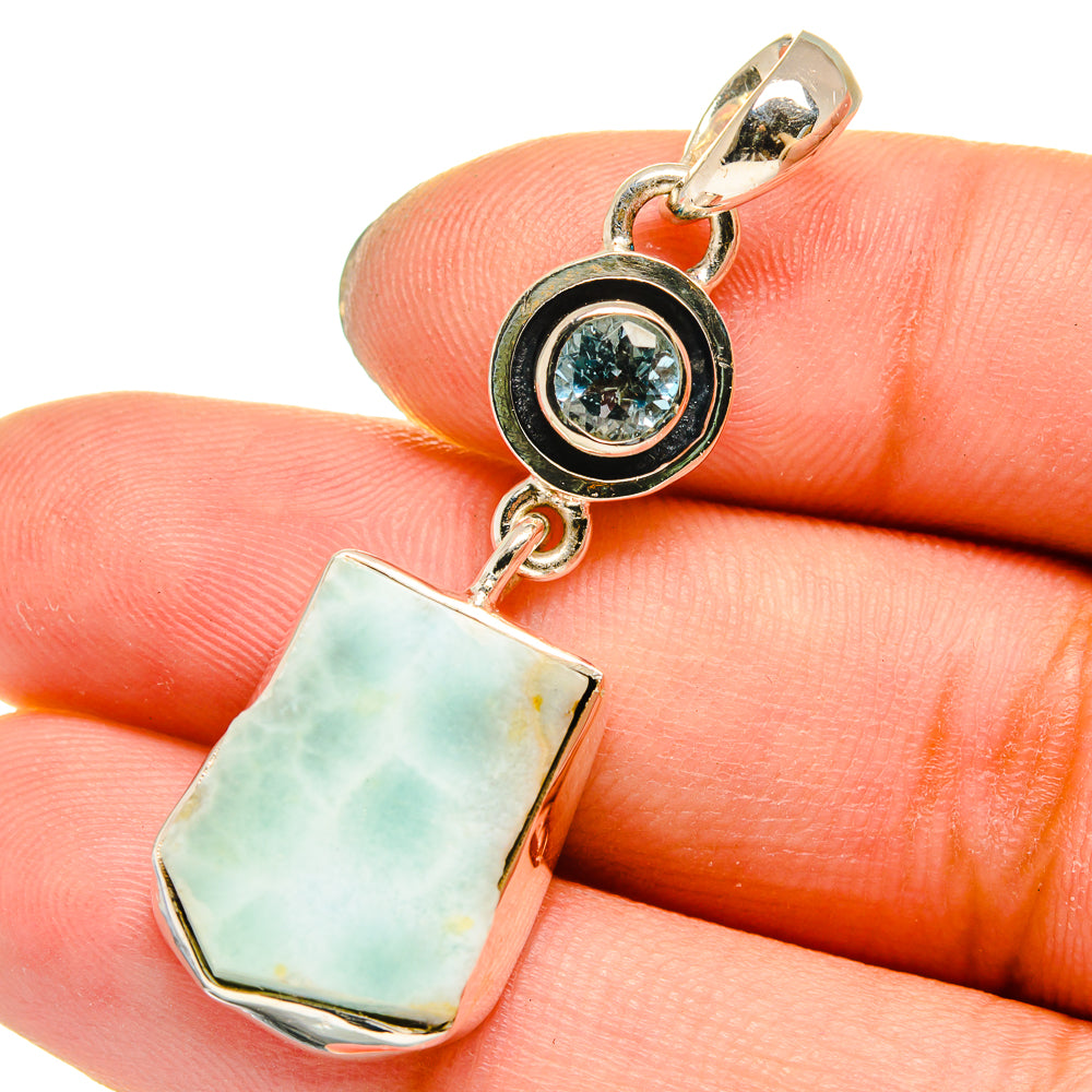 Larimar, Blue Topaz Pendants handcrafted by Anasilvercos - PD13694