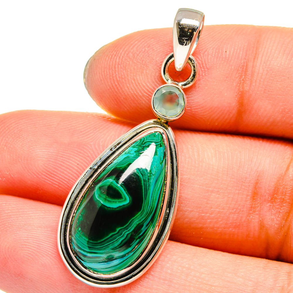 Malachite, Aqua Chalcedony Pendants handcrafted by Anasilvercos - PD13703