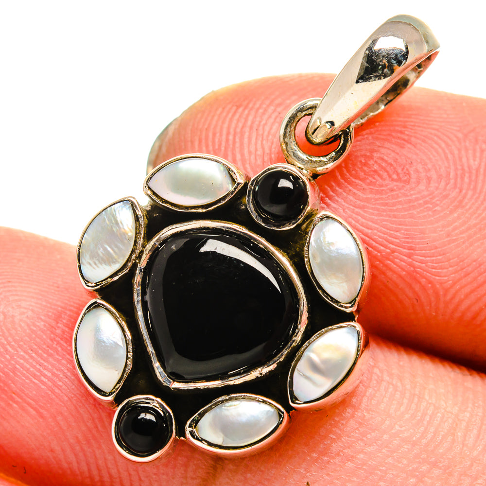 Black Onyx, Cultured Pearl Pendants handcrafted by Anasilvercos - PD13733